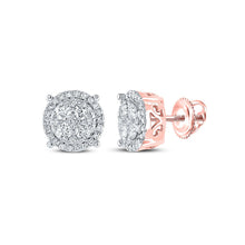 Load image into Gallery viewer, Sparkling Rose Gold Diamond Cluster Earrings - Alternate view 1 from Splendid Jewellery