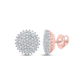 Radiant Rose: 10kt Rose Gold Diamond Cluster Earrings - Alternate view 1 from Splendid Jewellery