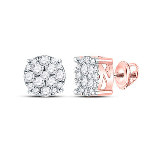 Earrings | 10kt Rose Gold Womens Round Diamond Fashion Cluster Earrings 1/4 Cttw | Splendid Jewellery GND