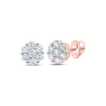 Load image into Gallery viewer, 10kt Rose Gold Diamond Blossom Cluster Earrings: A Dazzling Floral Delight - Alternate view 1 from Splendid Jewellery