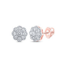 Load image into Gallery viewer, 10kt Rose Gold Floral Diamond Cluster Earrings - Exquisite Blooms Collection - Alternate view 1 from Splendid Jewellery