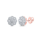 10kt Rose Gold Floral Diamond Cluster Earrings - Exquisite Blooms Collection - Alternate view 1 from Splendid Jewellery