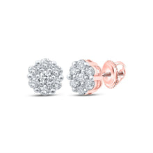 Load image into Gallery viewer, Rose Gold Diamond Floral Cluster Earrings - Radiant Blossoms in 10kt Gold - Alternate view 1 from Splendid Jewellery