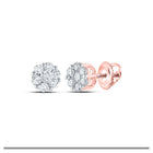 Radiant Blossom: 10kt Rose Gold Diamond Flower Cluster Earrings - Alternate view 1 from Splendid Jewellery