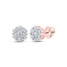 Load image into Gallery viewer, Radiant Rose Gold Diamond Flower Cluster Earrings: A Captivating Floral Delight - Alternate view 1 from Splendid Jewellery