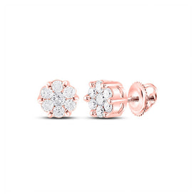 Radiant Rose Gold Diamond Flower Cluster Earrings - Alternate view 1 from Splendid Jewellery