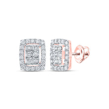 Load image into Gallery viewer, Radiant Rose Gold Diamond Cluster Earrings - Alternate view 1 from Splendid Jewellery