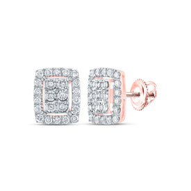 Radiant Rose Gold Diamond Cluster Earrings - Alternate view 1 from Splendid Jewellery