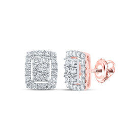 Exquisite Rose Gold Diamond Cluster Earrings: Captivating Brilliance and Timeless Elegance - Alternate view 1 from Splendid Jewellery