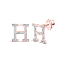 Load image into Gallery viewer, Rose Gold Diamond Initial Earrings: Personalized Elegance in 10kt Rose Gold - Alternate view 1 from Splendid Jewellery