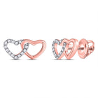 Rose Gold Diamond Heart Earrings: Elegant and Sparkling Love - Alternate view 1 from Splendid Jewellery
