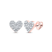 Load image into Gallery viewer, Romantic Reflections: 10kt Rose Gold Heart Diamond Earrings - Alternate view 1 from Splendid Jewellery
