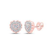 Load image into Gallery viewer, 10kt Rose Gold Heart-Shaped Diamond Earrings: A Timeless Symbol of Love and Elegance - Alternate view 1 from Splendid Jewellery