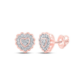 10kt Rose Gold Heart-Shaped Diamond Earrings: A Timeless Symbol of Love and Elegance - Alternate view 1 from Splendid Jewellery