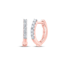 Load image into Gallery viewer, Radiant Rose Gold Diamond Hoop Earrings - Alternate view 1 from Splendid Jewellery
