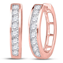 Load image into Gallery viewer, Exquisite Brilliance: 10kt Rose Gold Diamond Hoop Earrings - Alternate view 1 from Splendid Jewellery