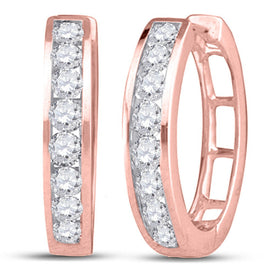 Exquisite Brilliance: 10kt Rose Gold Diamond Hoop Earrings - Alternate view 1 from Splendid Jewellery