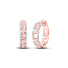 Load image into Gallery viewer, Exquisite Rose Gold Diamond Hoop Earrings: A Mesmerizing Touch of Elegance - Alternate view 1 from Splendid Jewellery