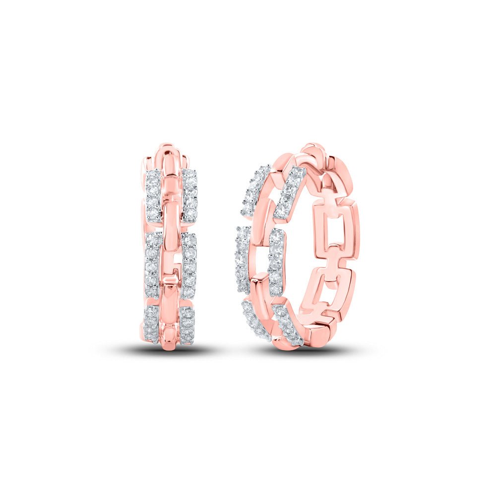 Earrings | 10kt Rose Gold Womens Round Diamond Hoop Earrings 1/3 Cttw | Splendid Jewellery GND