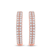 Load image into Gallery viewer, Rose Gold Diamond Brilliance Hoop Earrings - Alternate view 2 from Splendid Jewellery