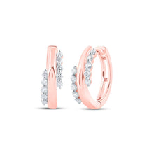 Load image into Gallery viewer, Exquisite Rose Gold Diamond Hoop Earrings: A Touch of Brilliance and Elegance - Alternate view 1 from Splendid Jewellery