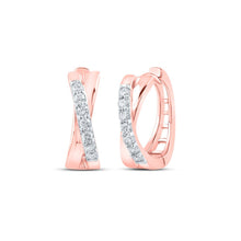 Load image into Gallery viewer, Radiant Rose Gold Diamond Hoop Earrings - Alternate view 1 from Splendid Jewellery