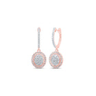 Radiant Rose Gold Diamond Hoop Oval Dangle Earrings - Alternate view 1 from Splendid Jewellery