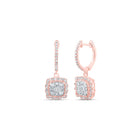 Rose Gold Diamond Square Dangle Hoop Earrings - Alternate view 1 from Splendid Jewellery