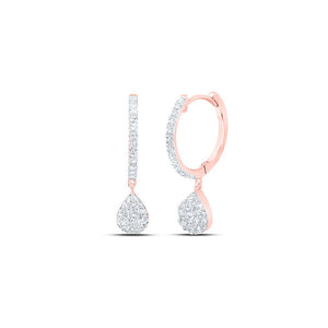 Earrings | 10kt Rose Gold Womens Round Diamond Hoop Teardrop Dangle Earrings 3/8 Cttw | Splendid Jewellery GND