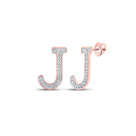 Rose Gold Diamond Initial Cluster Earrings - Personalized Elegance by Splendid Jewellery - Alternate view 1 from Splendid Jewellery