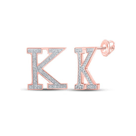 Personalized 10kt Rose Gold Diamond Initial Earrings: Add a Touch of Elegance to Your Style - Alternate view 1 from Splendid Jewellery