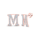 10kt Rose Gold Womens Round Diamond M Initial Letter Earrings 1/4 Cttw | Splendid Jewellery - "Personalized Brilliance: Rose Gold Diamond Initial Earrings" - Alternate view 1 from Splendid Jewellery