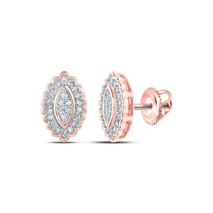 Earrings | 10kt Rose Gold Womens Round Diamond Oval Cluster Earrings 1/5 Cttw | Splendid Jewellery GND