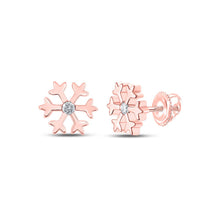 Load image into Gallery viewer, Splendid Jewellery 10kt Rose Gold Diamond Snowflake Earrings - Alternate view 1 from Splendid Jewellery
