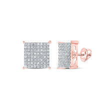 Load image into Gallery viewer, Radiant Rose Gold Square Diamond Earrings: A Dazzling Masterpiece in 10kt Rose Gold - Alternate view 1 from Splendid Jewellery