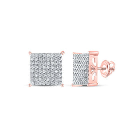 Radiant Rose Gold Square Diamond Earrings: A Dazzling Masterpiece in 10kt Rose Gold - Alternate view 1 from Splendid Jewellery