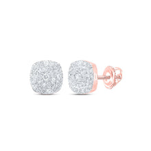Load image into Gallery viewer, Exquisite Rose Gold Diamond Square Earrings: A Dazzling Blend of Elegance and Modernity - Alternate view 1 from Splendid Jewellery