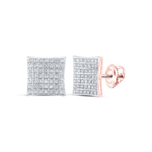 Load image into Gallery viewer, Radiant Rose Gold Diamond Square Earrings: A Timeless Treasure of Elegance and Brilliance - Alternate view 1 from Splendid Jewellery