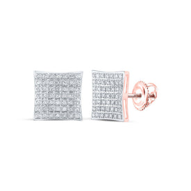 Radiant Rose Gold Diamond Square Earrings: A Timeless Treasure of Elegance and Brilliance - Alternate view 1 from Splendid Jewellery