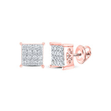 Load image into Gallery viewer, Exquisite Rose Gold Diamond Square Earrings - Timeless Elegance and Modern Charm - Alternate view 1 from Splendid Jewellery