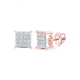 Exquisite Rose Gold Diamond Square Earrings - Timeless Elegance and Modern Charm - Alternate view 1 from Splendid Jewellery