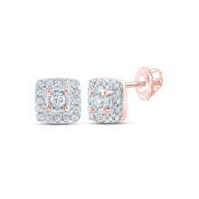 Load image into Gallery viewer, Splendid Jewellery 10kt Rose Gold Diamond Square Earrings: Timeless Elegance and Sparkling Brilliance - Alternate view 1 from Splendid Jewellery
