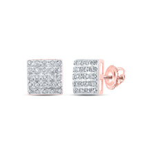 Load image into Gallery viewer, Splendid Jewellery 10kt Rose Gold Square Diamond Earrings - Alternate view 1 from Splendid Jewellery