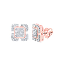 Load image into Gallery viewer, Splendid Jewellery 10kt Rose Gold Square Diamond Earrings - Alternate view 1 from Splendid Jewellery