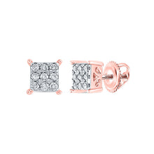 Load image into Gallery viewer, Radiant Rose Gold Diamond Square Earrings: Timeless Elegance in 10kt Rose Gold - Alternate view 1 from Splendid Jewellery