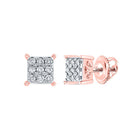 Radiant Rose Gold Diamond Square Earrings: Timeless Elegance in 10kt Rose Gold - Alternate view 1 from Splendid Jewellery