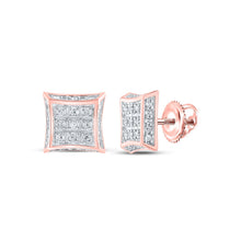 Load image into Gallery viewer, Splendid Jewellery 10kt Rose Gold Diamond Square Earrings: A Timeless Touch of Elegance - Alternate view 1 from Splendid Jewellery