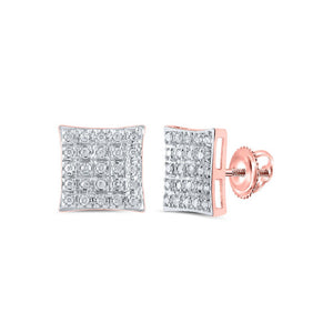 Earrings | 10kt Rose Gold Womens Round Diamond Square Earrings 1/6 Cttw | Splendid Jewellery GND