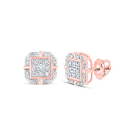 Radiant Rose Gold Diamond Square Earrings: A Timeless Treasure by Splendid Jewellery - Alternate view 1 from Splendid Jewellery