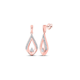 Rose Gold Diamond Tear Dangle Earrings: A Captivating Statement of Elegance and Glamour - Alternate view 1 from Splendid Jewellery